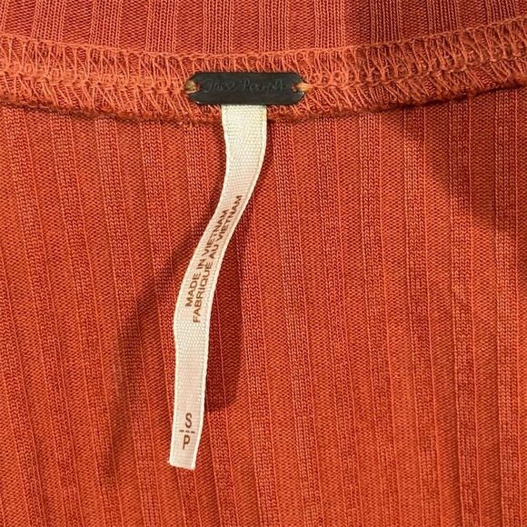 Free People Rust Orange Sleeveless Wrap Midi Dress S  Ribbed Knit Boho Festival - Picture 8 of 8
